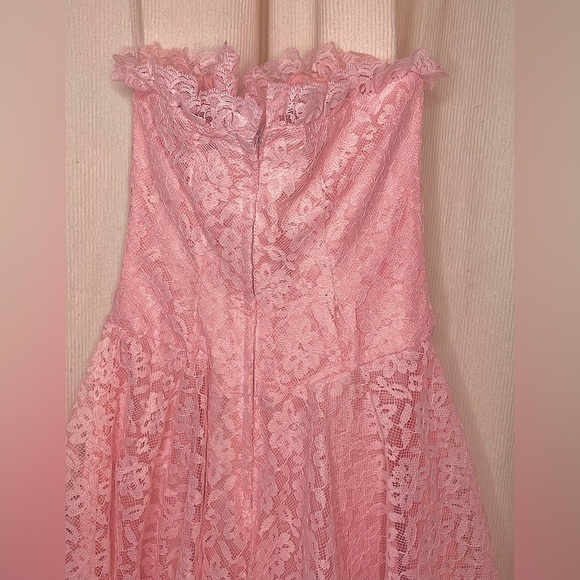 🌷 Algo Boutique 🌷 Vintage Light Pink Lace Crinoline  A Line Strapless Dress - Picture 16 of 17